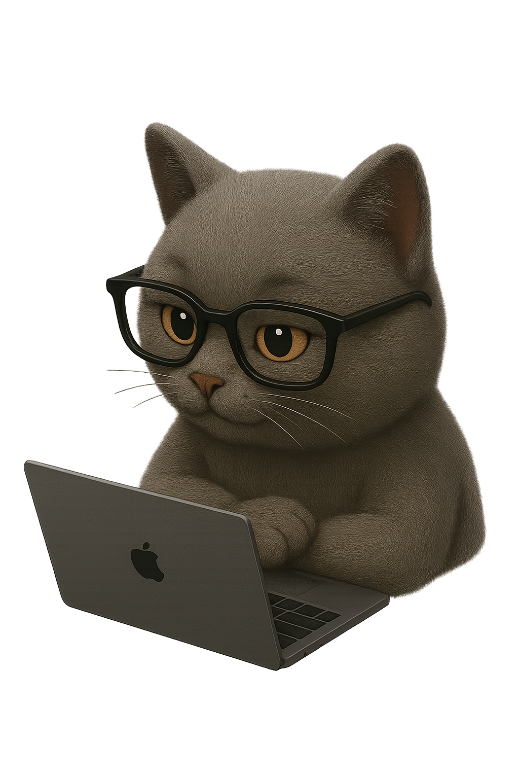 Cat operator at laptop in agency workspace
